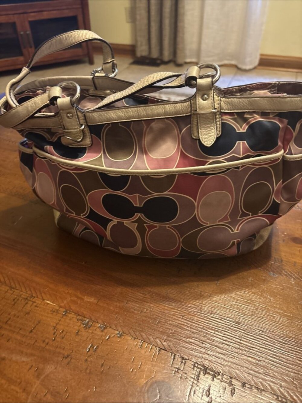 Coach Signature Scarf Sateen Tote Pink - Picture 5 of 8
